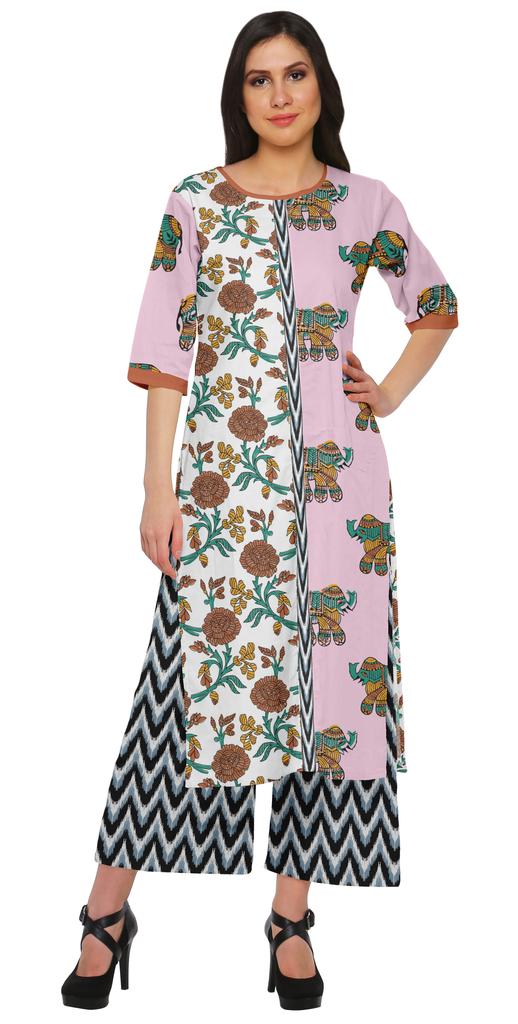 Moomaya Printed Indian Palazzo Set Viscose Santoon Women Ethnic Wear Plus
