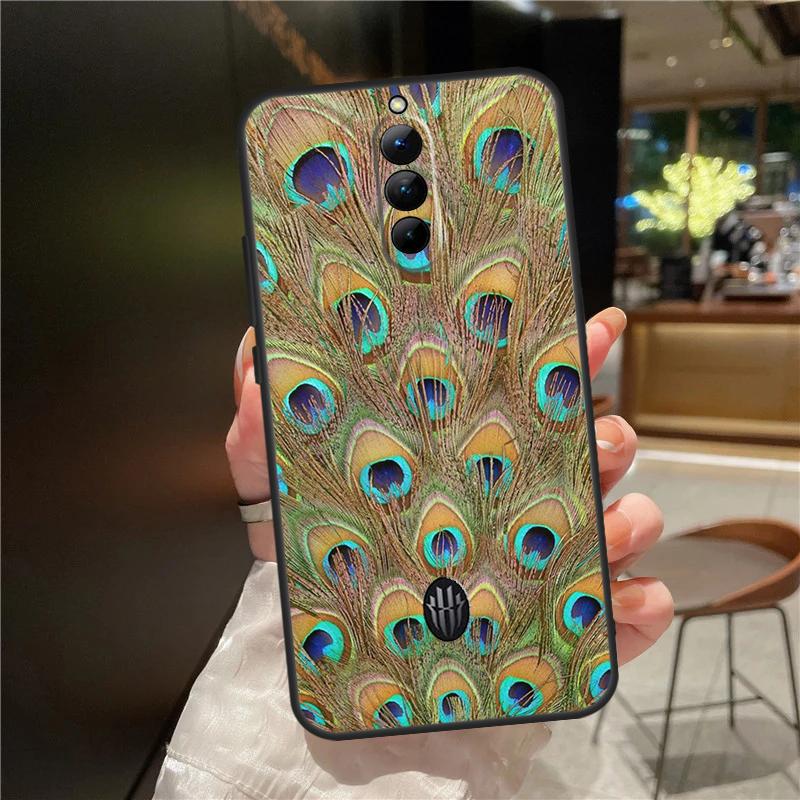 Bird Peacock Feather Case For ZTE Nubia Red Magic 11 10 9 8 9S 8S 10S Pro Plus 6 7 6S 7S For RedMagic 10 Air Cover