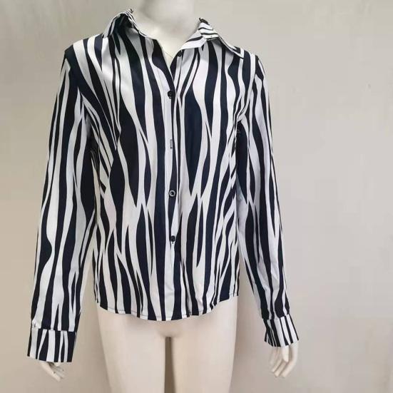 Large Size Single Breasted Temperament Leopard Lapel Blouse