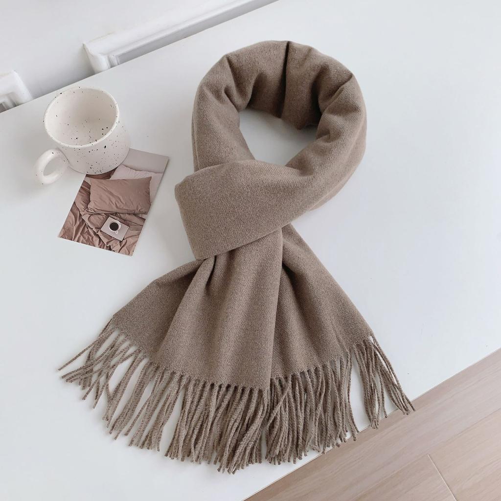 34 цвета, зима 2024, новый высококачественный искусственный кашемировый кисточкой однотонный шарф для женщин, универсальный темпераментный платок-шарф