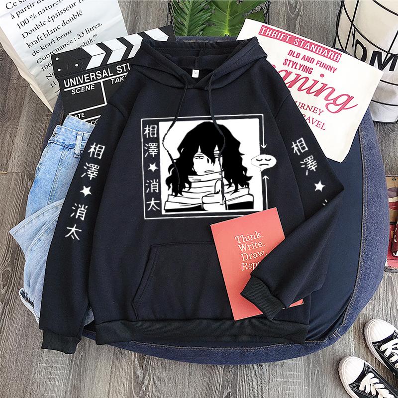Harajuku Anime My Hero Academia Shota Aizawa Funny Print Men Women Hoodies Boku No Hero Sweatshirt Male Casual Loose Streetwear