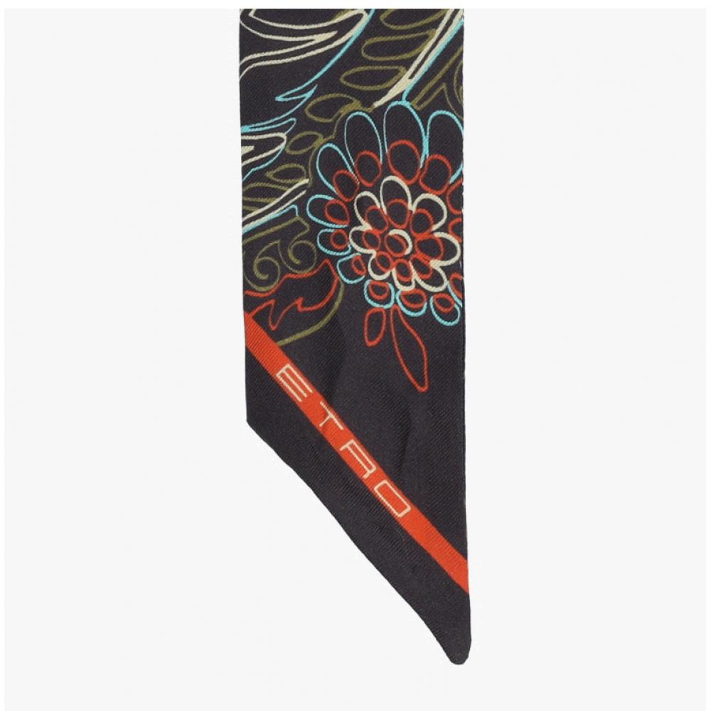 Шелковый твиловый шарф Etro Paisley Skinny M0019