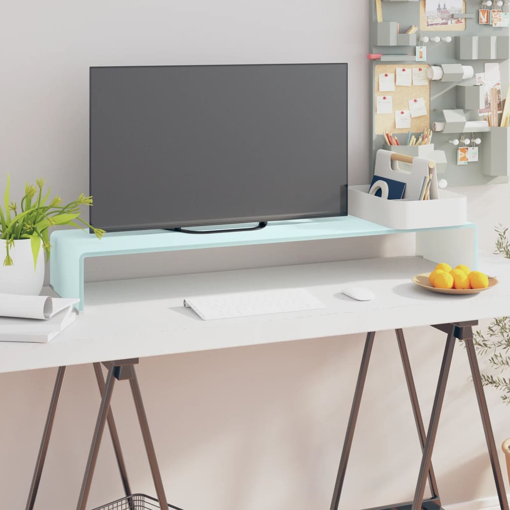 Vidaxl Podstawka Pod Monitor / Tv, Zielone Szkło, 100X30X13 Cm