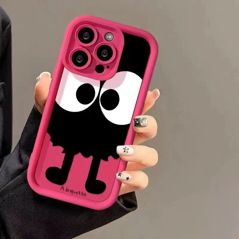 Мультяшный чехол для телефона с большими глазами для iPhone 15 14 11 12 13 Pro Max X XR XS Max 7 8 14 15 Plus SE2020 Роскошный матовый мягкий силиконовый чехол