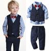 Baby Boys Formal Set Little Boys Gentleman Suit, Vest & Pants+Long Sleeve Shirt+Bow Tie/Tie 4pcs Outfit