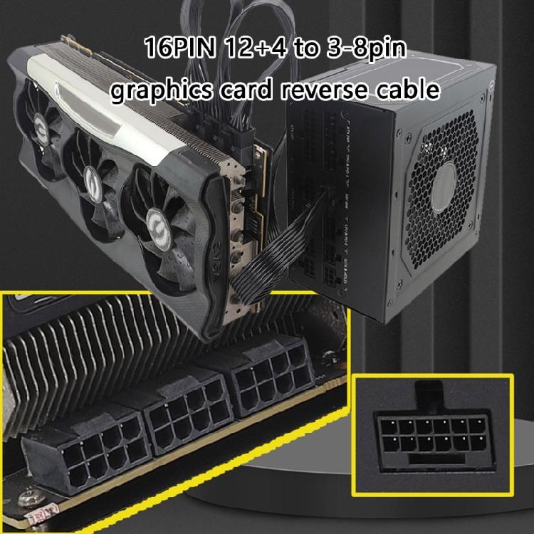 Кабель-разветвитель питания GPU с высоким током 16Pin 12+4 с тройными 8-контактными разъемами для игровых сборок для RTX3090 RTX4090
