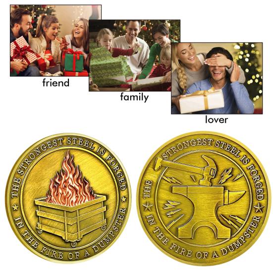 Монета «Пламя мусорного контейнера», двухсторонняя резная металлическая памятная медаль, круглая коллекционная монета, украшение для домашнего офиса