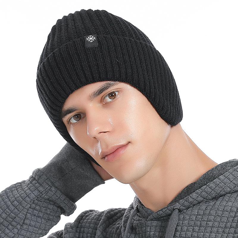 Winter Cycling Ear Protection Velvet Knitted Hat Korean Solid Color Knitted Hat Men's Warm Hat Yarn Hats