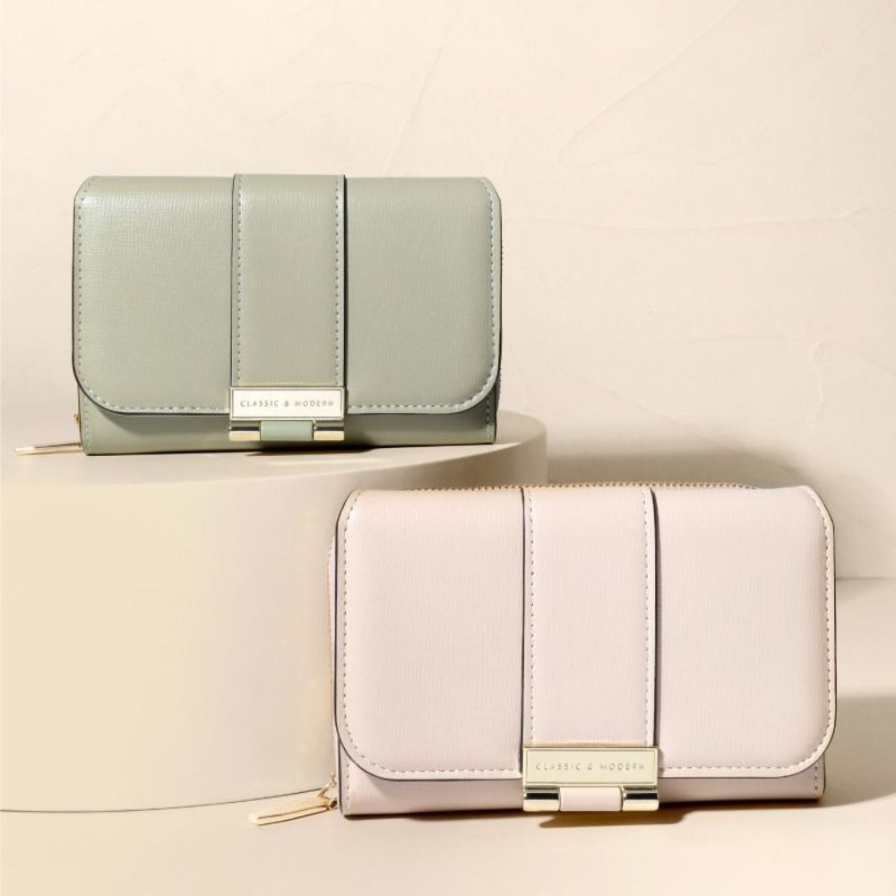 Складной короткий кошелек из ПУ кожи на молнии, женский держатель для карт, водонепроницаемый кошелек-трифолд, подарок