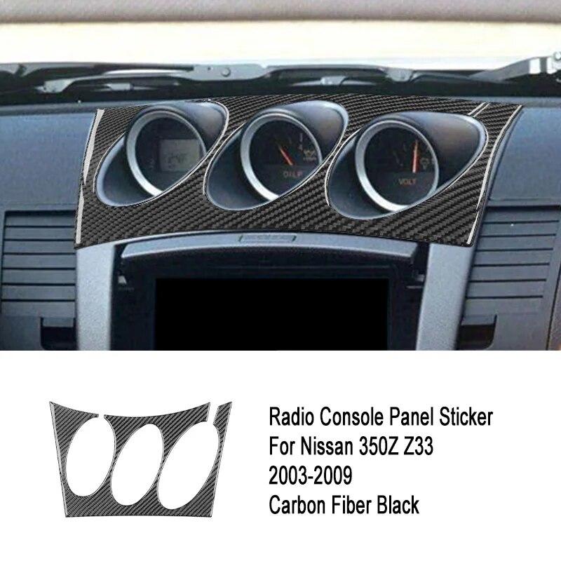 Углеродное волокно салона автомобиля Кондиционер Радио Панель управления Накладка Наклейка для Nissan 350Z Z33 2003-2009 Автомобильные аксессуары