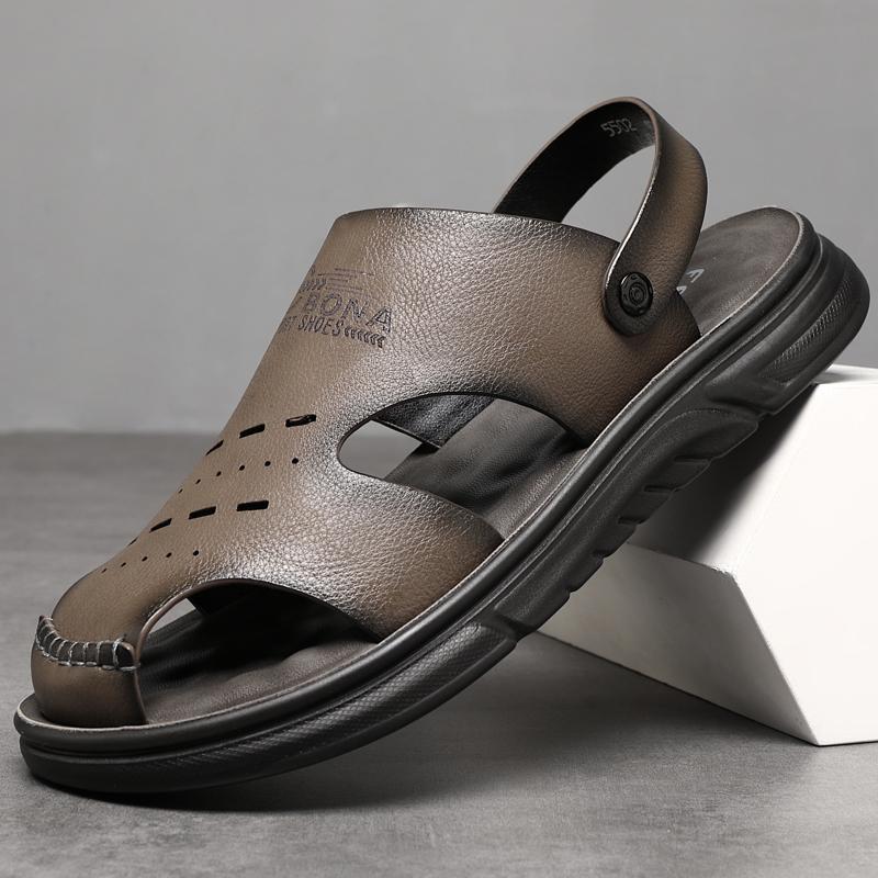 New Driving Beach Shoes, Men's Latex Padded Soft Sole, Middle Aged Dad Shoes, Non Slip, Breathable Sandals for Summer