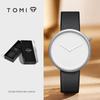 TOMI T078 Простые кварцевые часы для унисекс Без шкалы Кожаный ремешок Сплав Стеклянные часы Модные наручные часы