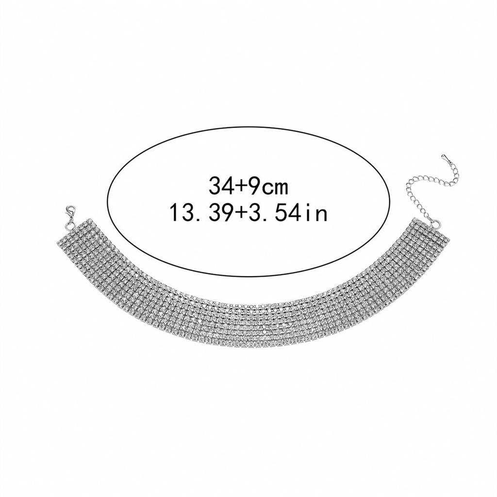 Premium Sense Of Super Flash 8 Rows Of Crystal Necklace Niche Design Fashion Luxury Collarbone Chain Bridal Necklace Women's Necklace