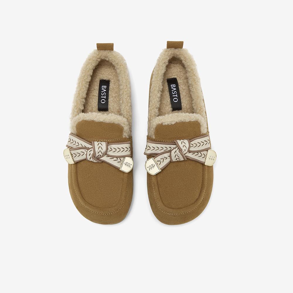 Best 25 Winter Loafers with Trendy Fleece and Warm Women's Single Shoes CO118DA5