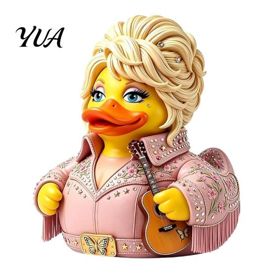 Creative Home Office Ornament Parton Memorial Duck, Dolly Duck Figurine, Country Music Statue, Guitar-Themed Icon Gift Decorative Sculpture for Shelf