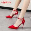 Fashion Aphixta Summer 3.94Inch High Stiletto Heels Sandals Women Patent Leather Pumps Cool Pimp Buckle Official Shoes Plus Size 45