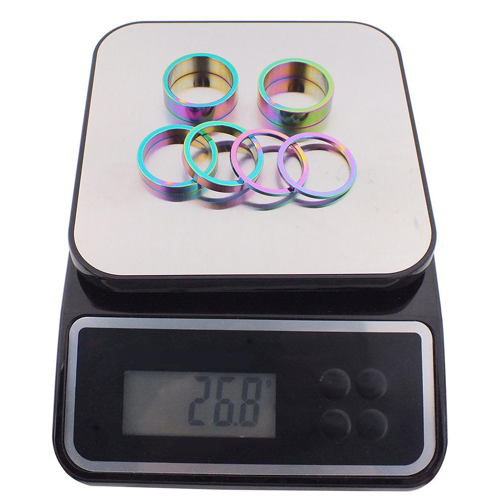 6Pcs Bike Front Fork Washer Set Aluminum Alloy Bicycle Headset Spacer Ring Bike Headset Stem Spacers Kit Biking Accessories