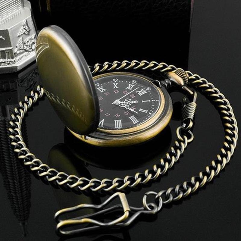 Модные 37 см цепочка из гладкой стали кварцевые карманные часы винтажный римский кулон с цифровым циферблатом
