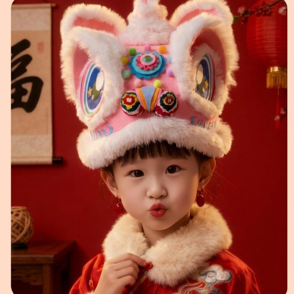 Non Woven Handmade Headwear Plush Headwear Props Gift Lion Dance Hat Children's Crafts