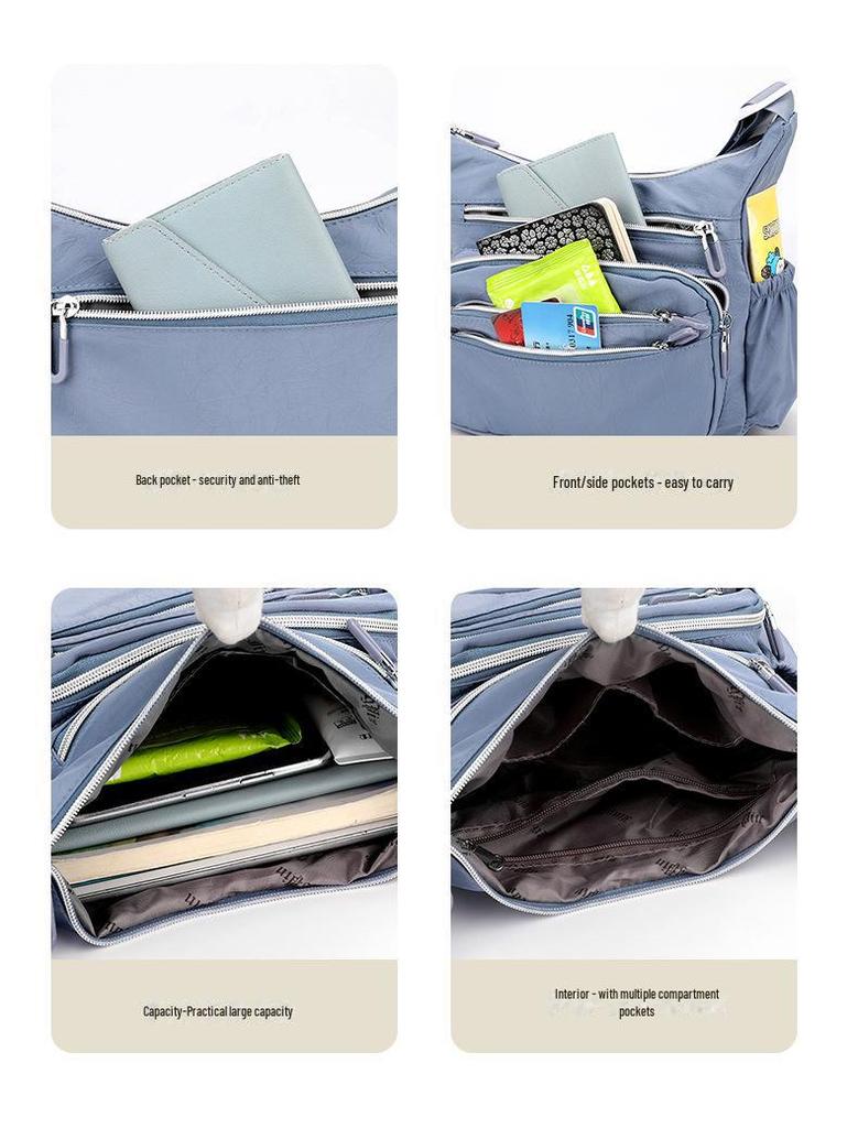 2023 Женская нейлоновая сумка через плечо большой вместимости - многокарманная, повседневная сумка-мессенджер для активного отдыха