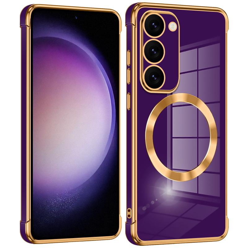 Solid Color Slim Magnetic Phone Case For Samsung Galaxy S25 Ultra S24 FE S23 Plus S22 S21 Wireless Charge Plating TPU Soft Shockproof Bumper Cover