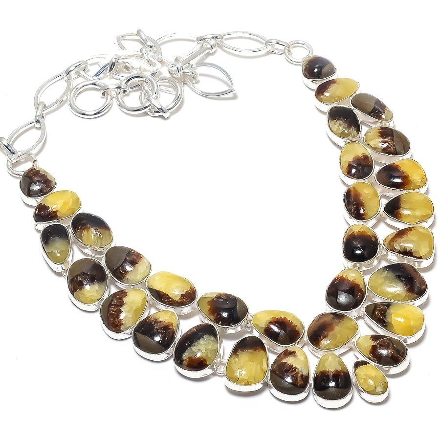 Септарианские драгоценные камни ручной работы из серебра 925 пробы, ожерелье 18 дюймов JCN484-74