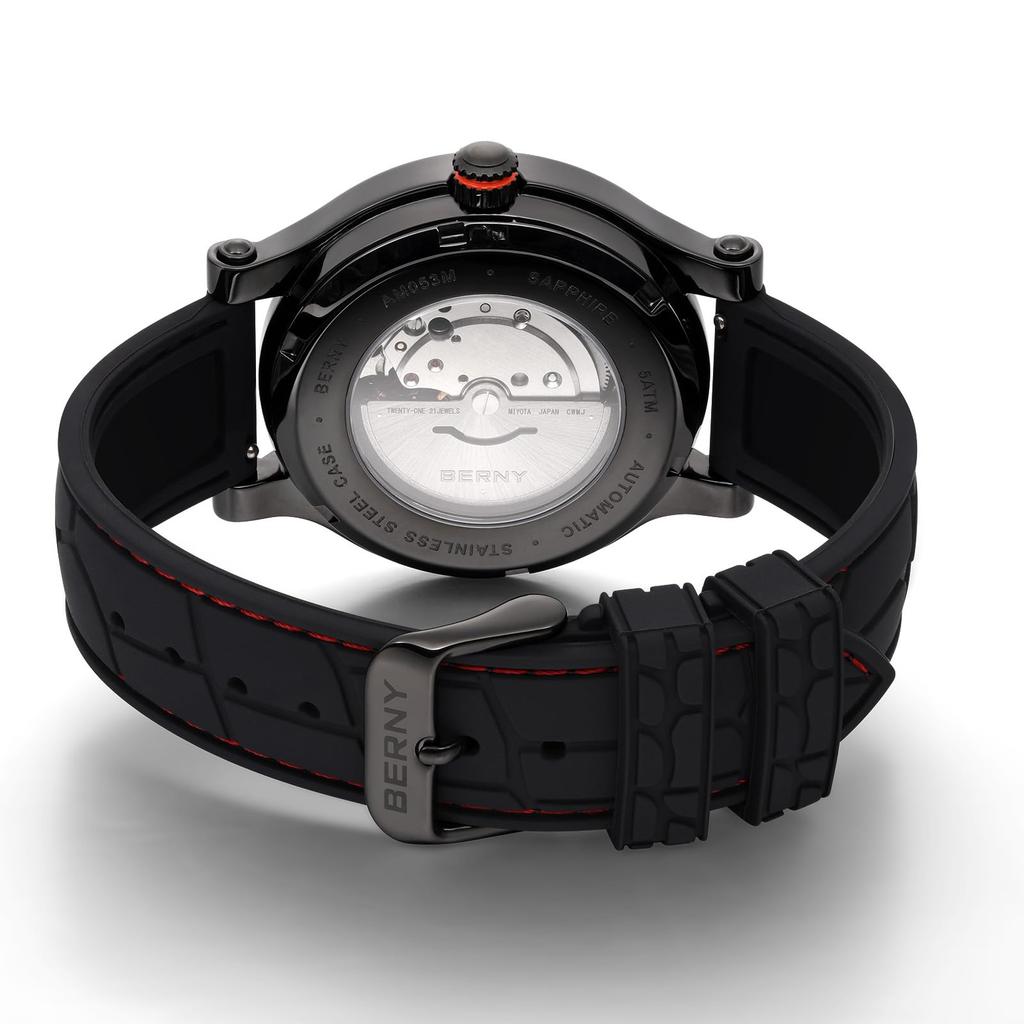 BERNY Watch Mechanical Watch Watch Автоматические и ручные часы Miyota 8215 Многофункциональный календарь Светящиеся стрелки Выставочная задняя крышка 5ATM