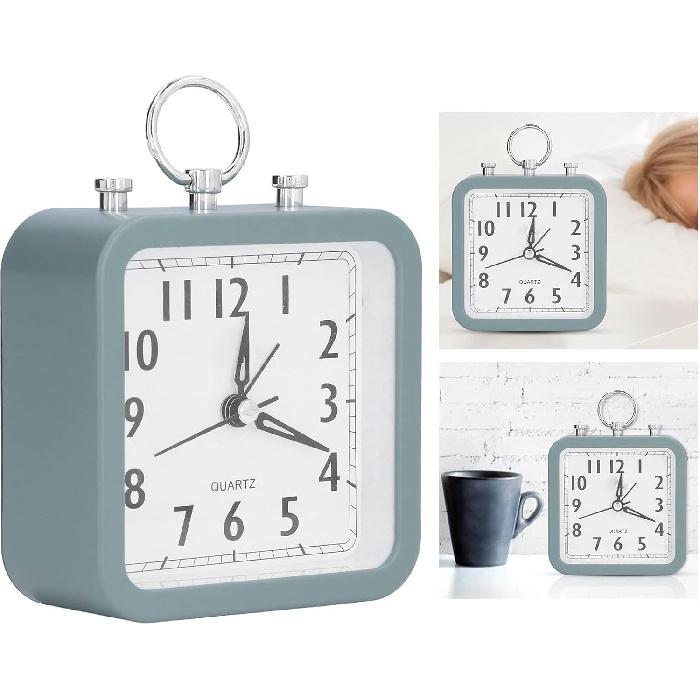 Analog Alarm Clock Battery Alarm Clock Desk Clock Simple Alarm Clock Small Table Clock for Home School Office Bedside Desk Green