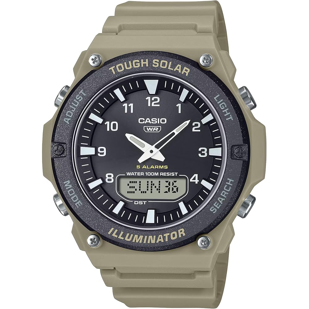 Мужские солнечные часы Casio Standard AQ-S820W-5AV Водонепроницаемые Цифровой дисплей 10-летняя батарея
