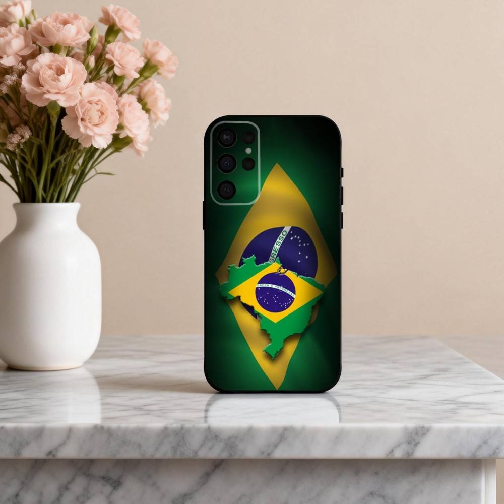 COOL B-Brazilian-N F-Flag-G ART Phone Case For Samsung S25,24,23,22,30,21,10,9,Ultra,Plus,Lite,FE,4,5 G Soft Black Case