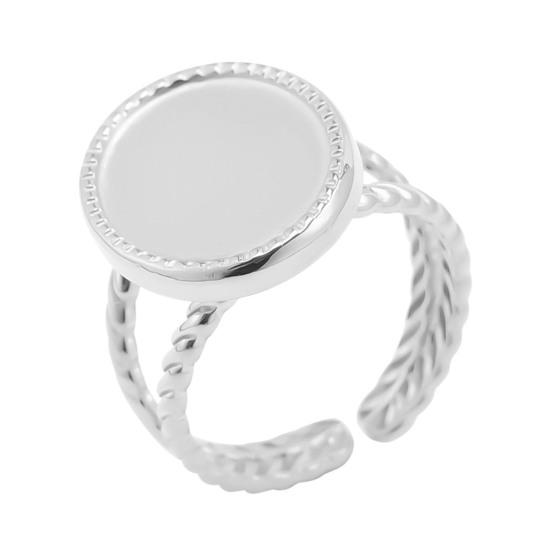 Основа для кольца из нержавеющей стали, регулируемая заготовка для кольца, основа для кольца под кабошон, плоская оправа