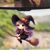 Halloween Witch Car Pendant New Acrylic Flat 2D Car Rearview Mirror Ornament Backpack Pendant