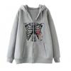 Dark Skull Graphic Zip Up Hoodie Gothic Streetwear Loose Fit Men Women Teens