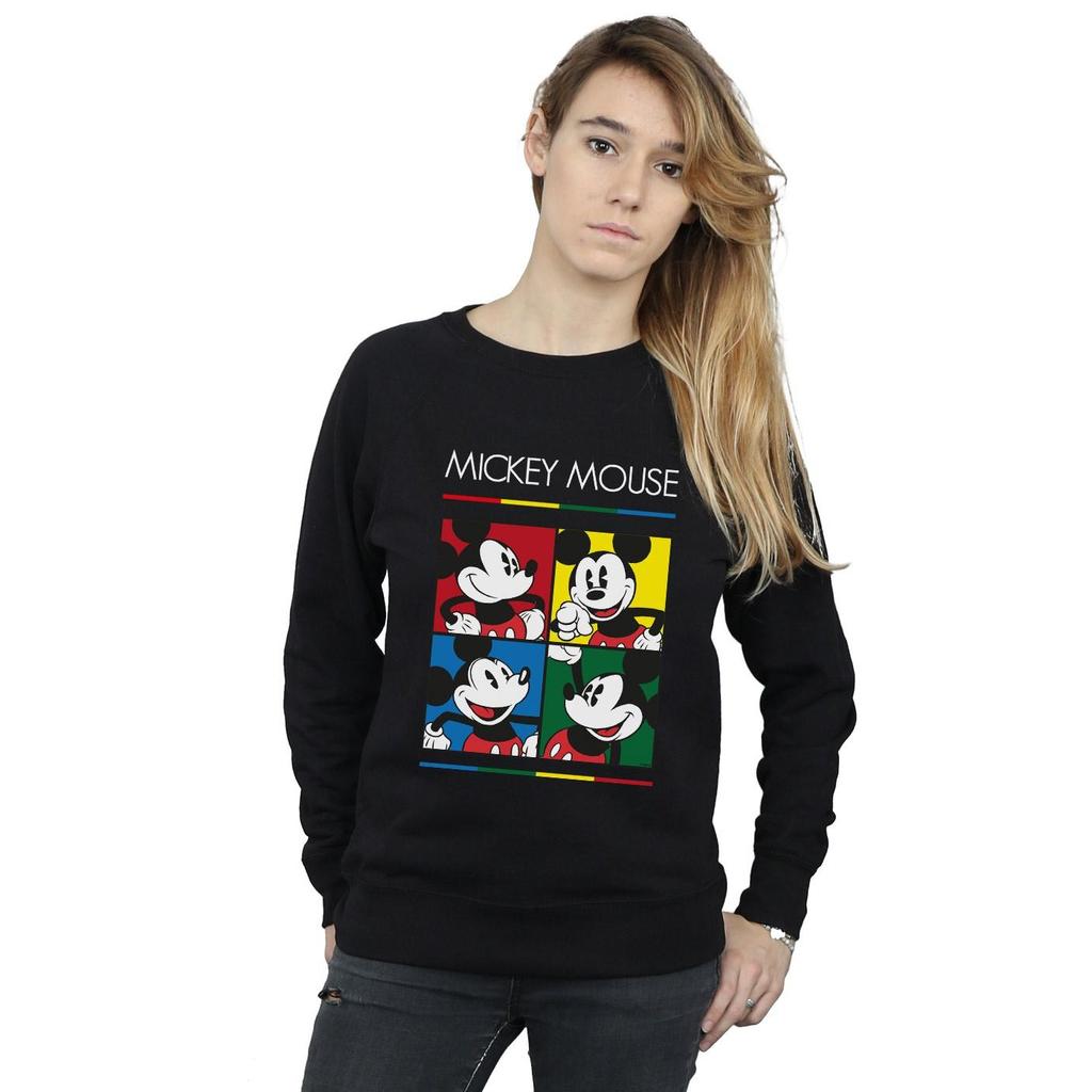 Disney Womens/Ladies Mickey Mouse Square Colour Sweatshirt