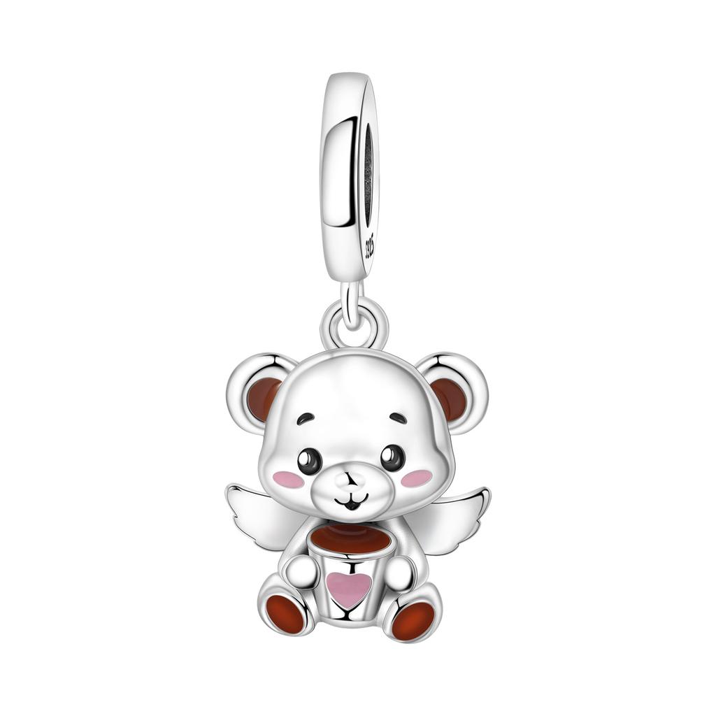Orstarry 925 Silver Little Bear Pendant Beads Charm Bracelet Jewelry DIY Gifts for Party Animal Lovers