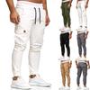 Мужские спортивные штаны, повседневные эластичные спортивные штаны, спортивные однотонные мешковатые брюки с карманами