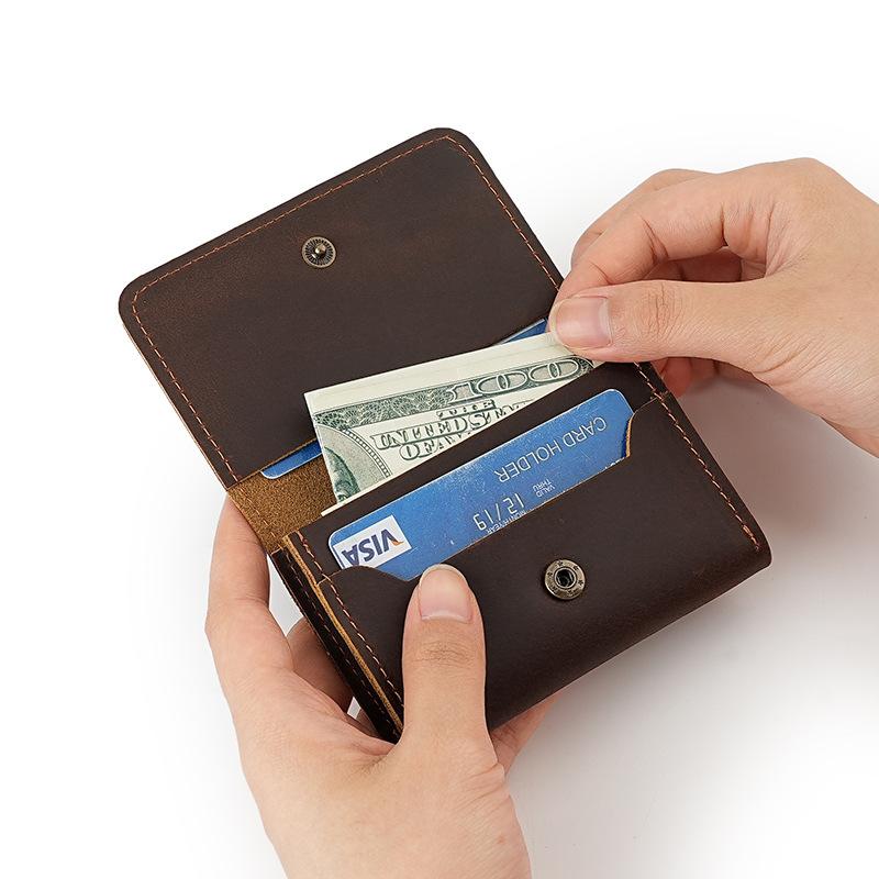 100% Кожа Винтажный Картхолдер Мужской Натуральная Кожа Держатель для Кредитных Карт Маленький Кошелек Сумка для Денег Чехол для ID-карты Мини-кошелек для Мужчин