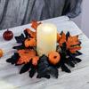 1PC Home Decor Candle Rings Wreaths Pumpkin Black Simulated Flowers Candlestick Table Dressing