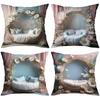 Floral Wreath Cushions With Cozy Basket Bed Design Polyester pillowcase, sofa decorative cushion cov Headboard Pillow