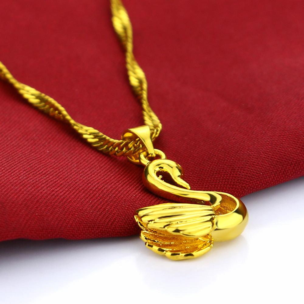 Изысканные ювелирные изделия, женское позолоченное ожерелье, минималистское серебро 925 пробы, кулон с лебедем, цепочка с поверхностью, золотые 24-каратные колье-чокеры, ожерелья 40-60 см