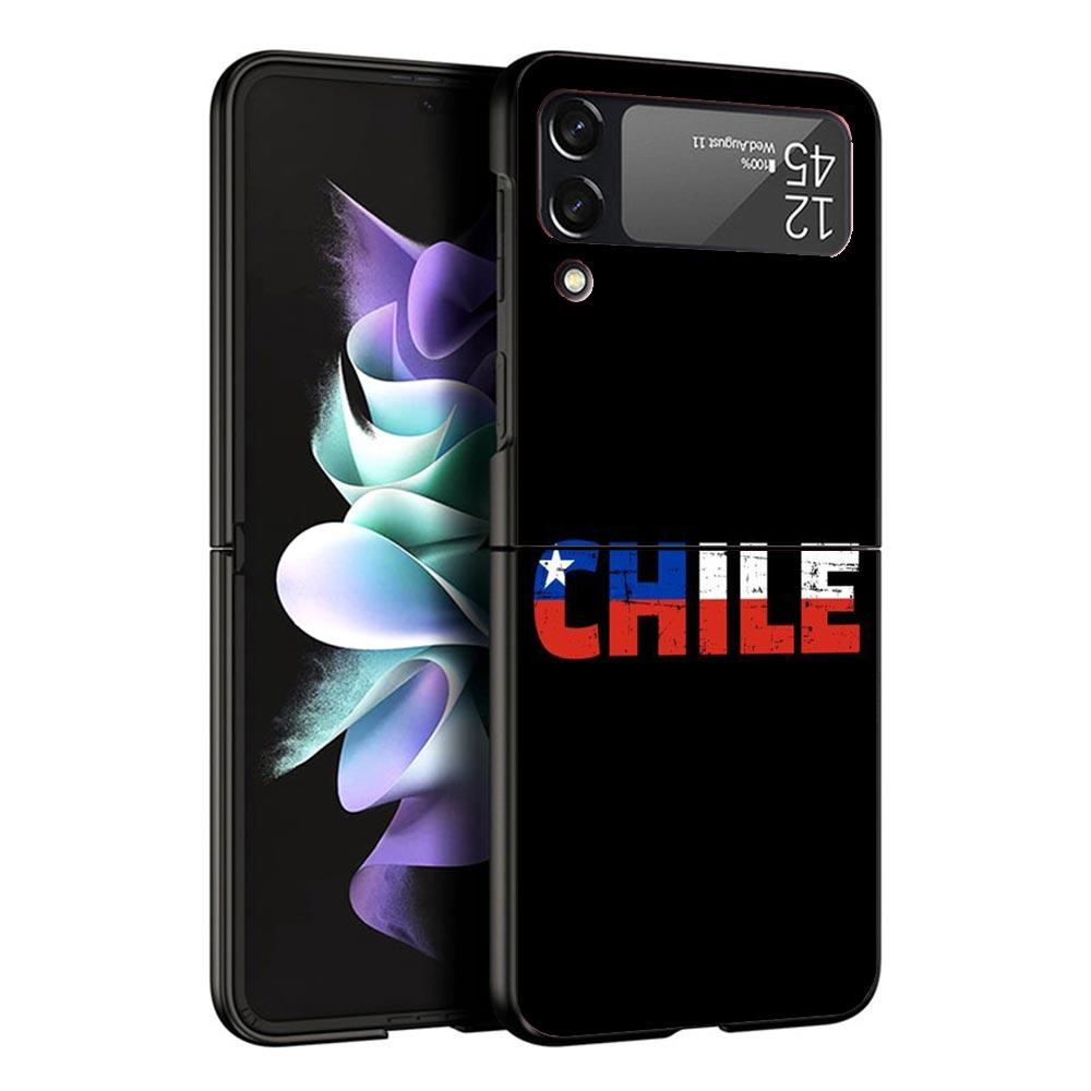 Chile Flag Black Phone Case For Samsung ZFlip7 ZFlip6 ZFlip5 ZFlip4 ZFlip3 5G Hard Protective Galaxy Z Flip 3 4 5 6 7