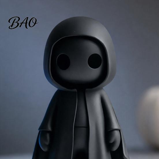 Desktop Halloween Figure 3D Printed Ghost Figurine, Spooky with Cloak Statue, Funny Matte Black Decor Cute Sculpture Ornaments for Indoor Home Office