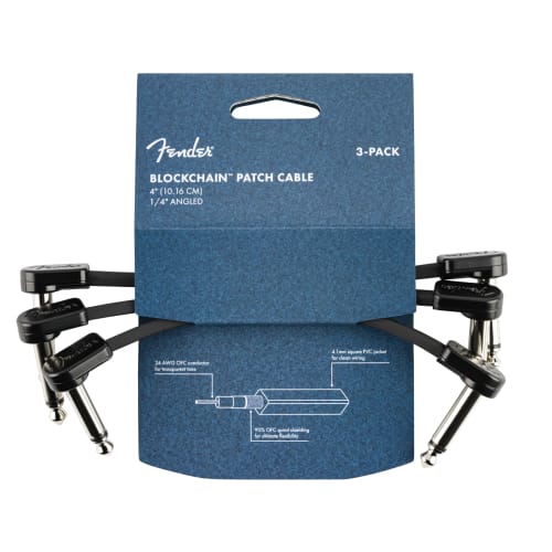 Fender Blockchain 4" Patch Cable 3-Pack Angle/Angle (Set of 3 Fender Blockchain Patch Cables)