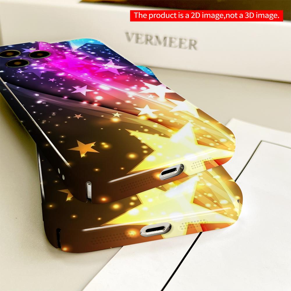 2DFlat Starry Galaxy Gradient Phone Case All inclusive film hard phone case, compatible with iPhone 18 Pro Max 17 16 15 14 13 12 11
