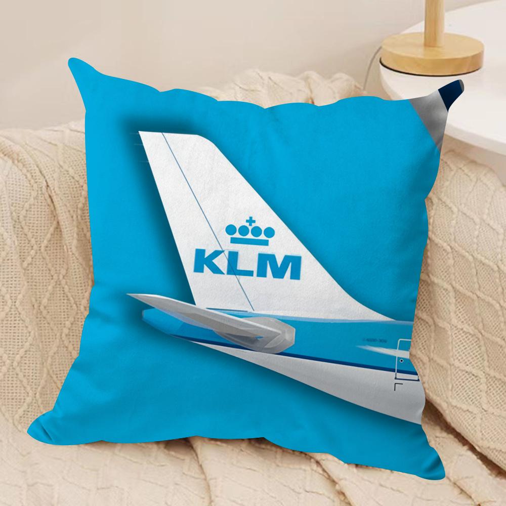 Нидерланды KLM R-Королевская голландская авиакомпания Наволочка из шелковистого короткого плюша на подушку, с потайной молнией, пылезащитная наволочка для диванной подушки, для домашнего декора