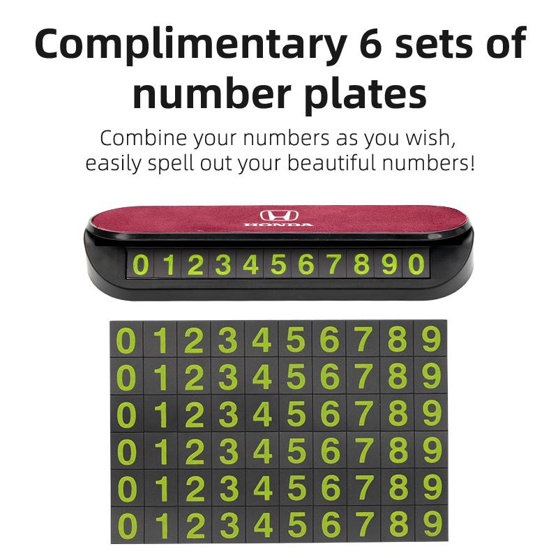 Car Logo Temporary Parking License Plate Phone Number Parking Sign Accessories For Honda Mugen Civic TYPE-R Accord CRV BRV HRV XI6