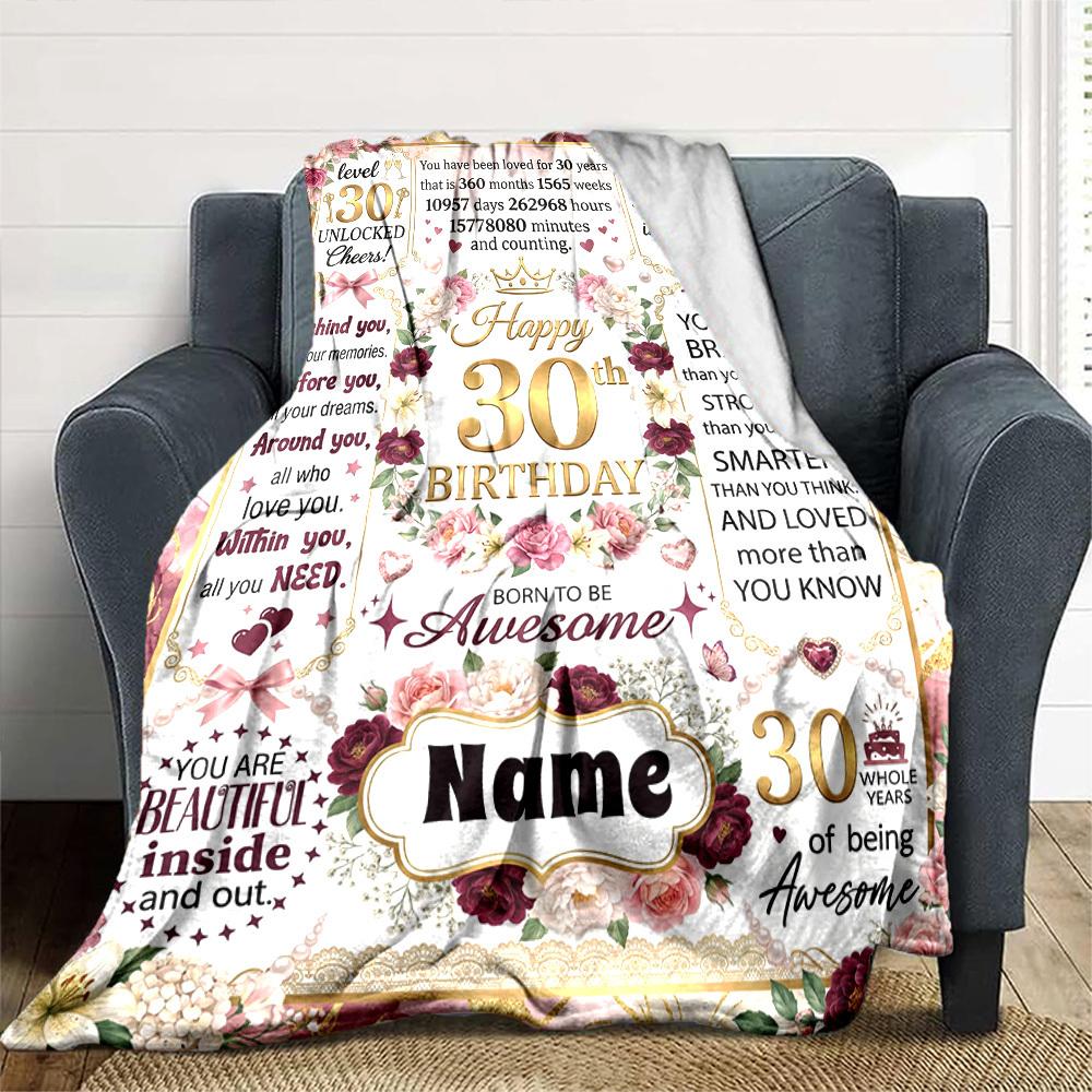 30Th Birthday Celebration Blanket Comfortable Texture For Sofa Couch Office Bed Picnics Allseason Use Cozy Home Lovers Ideal Gift For Birthday