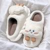 Women's Furry Open-Toe Cotton Slippers - Cute Cartoon Design for Autumn & Winter