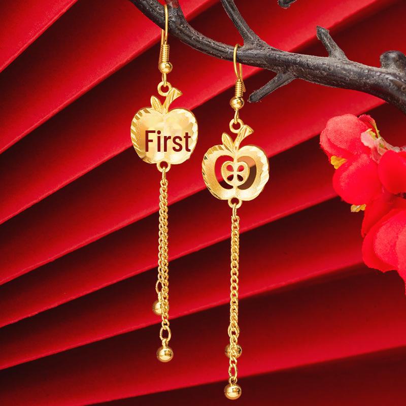 Высококачественные серьги с имитацией песочного золота: Долговечный дизайн кисточек для женщин, трансграничные медные аксессуары