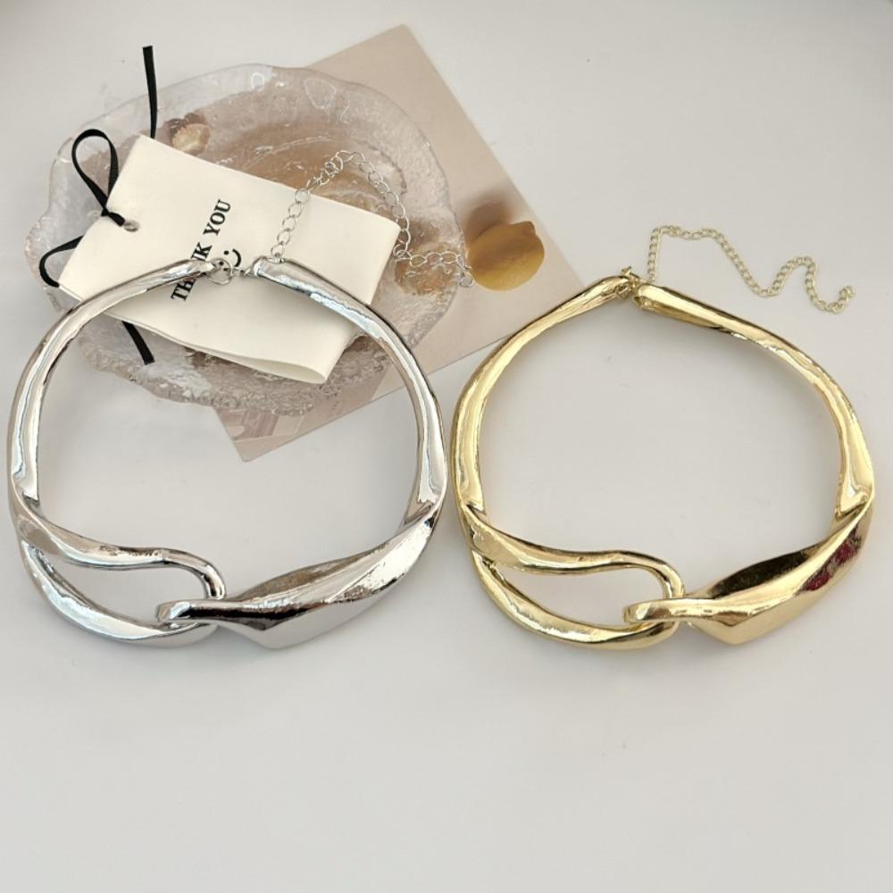 Irregular Chunky Chain Necklace Heavy Metal Twisted Chain Vintage Choker Necklace Women
